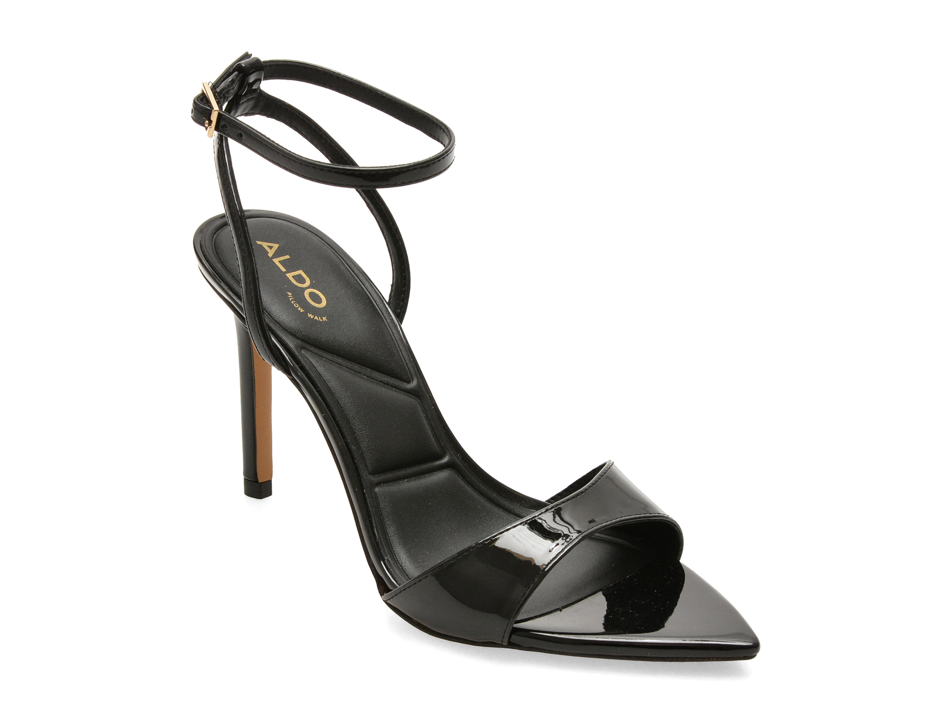 Sandale elegante ALDO negre, LEANDRA 001, din piele ecologica lacuita