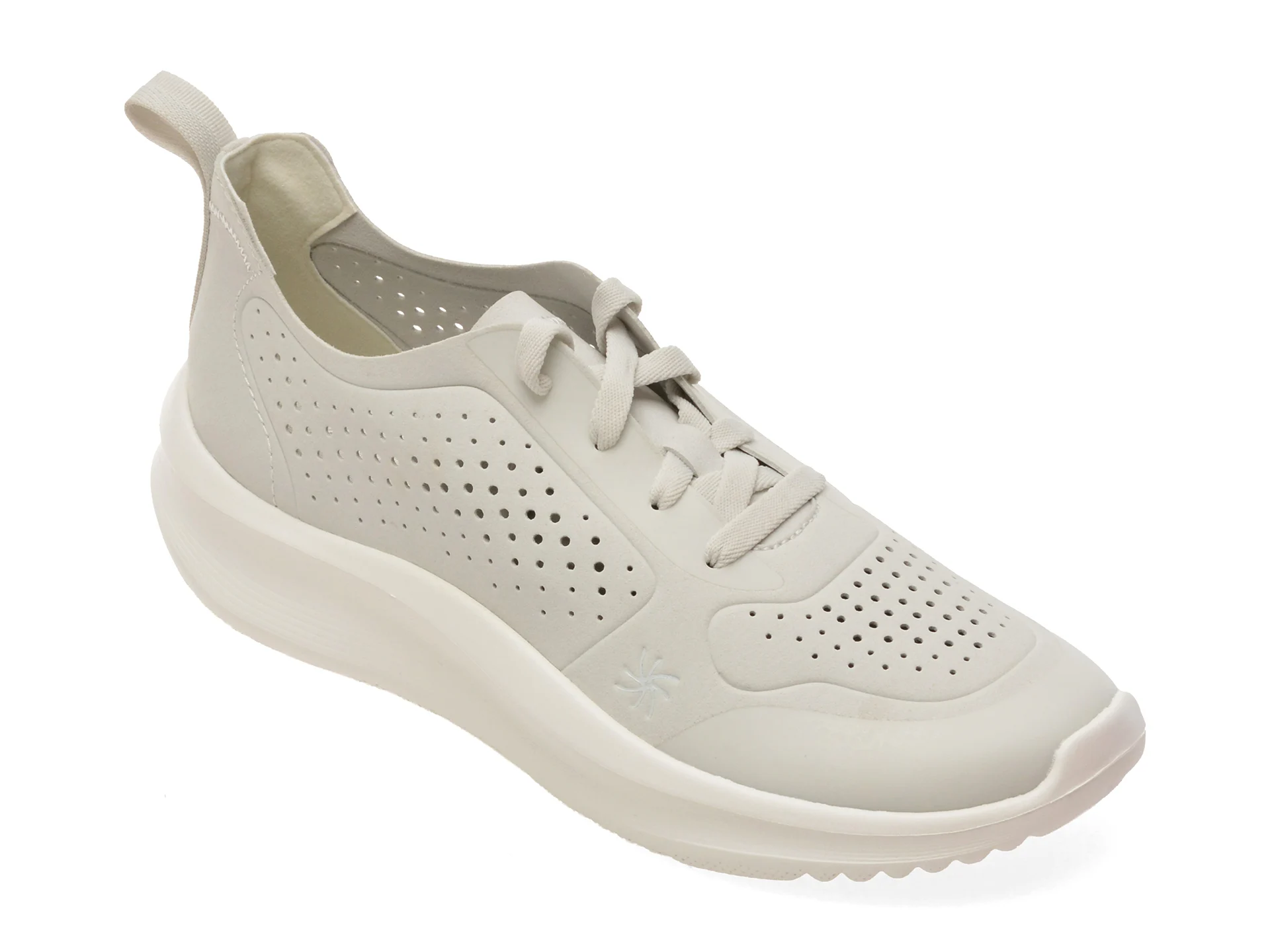 Pantofi sport CLARKS albi, SOLEVANA TIE, din material textil