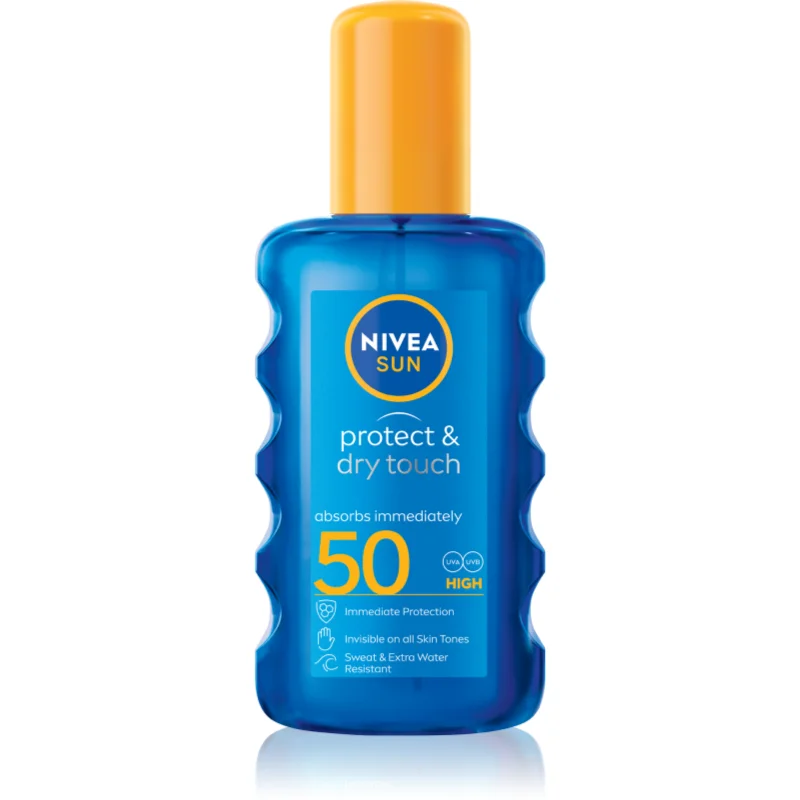NIVEA SUN Protect & Dry Touch spray transparent pentru bronzat SPF 50 200 ml