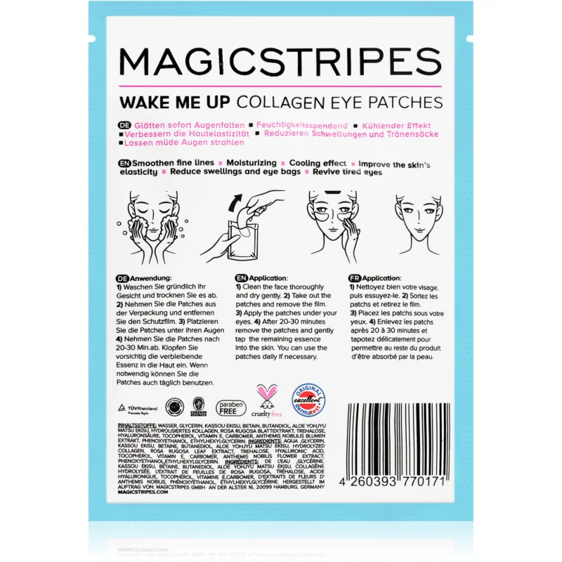 MAGICSTRIPES Wake Me Up Collagen Eye Patches Masca de colagen pentru ochi semne de oboseala 1 buc