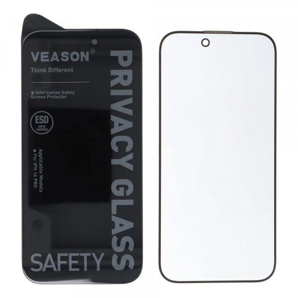 Folie de protectie Ecran Privacy Veason pentru Apple iPhone 12 / 12 Pro, Sticla Securizata, Full Glue, 6D
