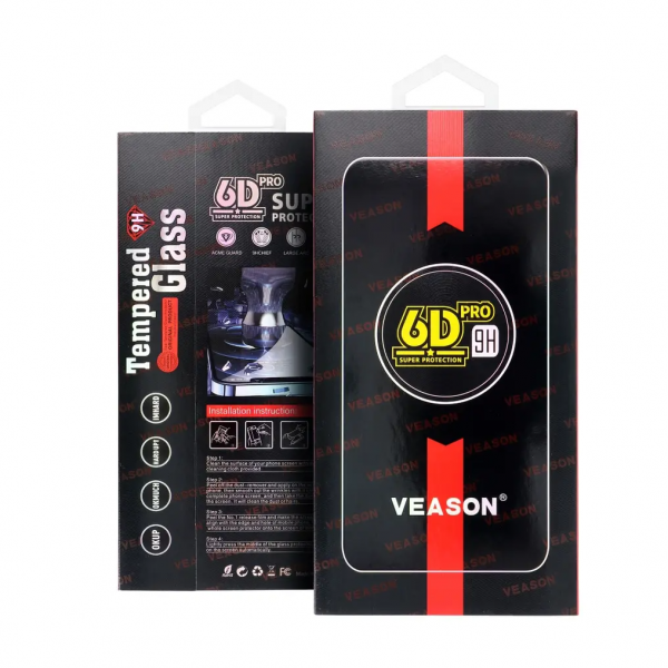 Folie de protectie Ecran Veason PRO pentru Apple iPhone 16 / 15, Sticla Securizata, Full Glue, 6D, Neagra