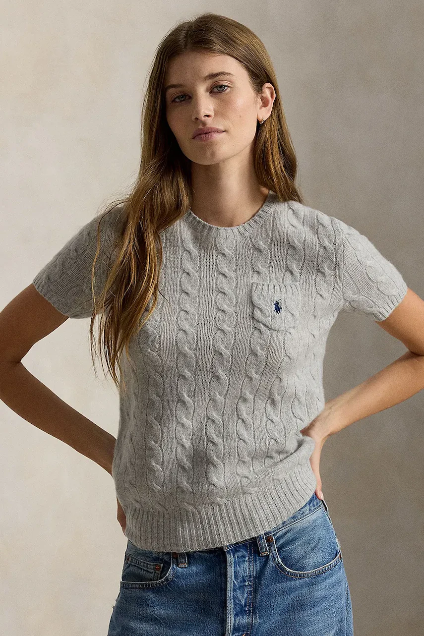 Polo Ralph Lauren  pulover cu mânecă scurtă pentru femei din lână