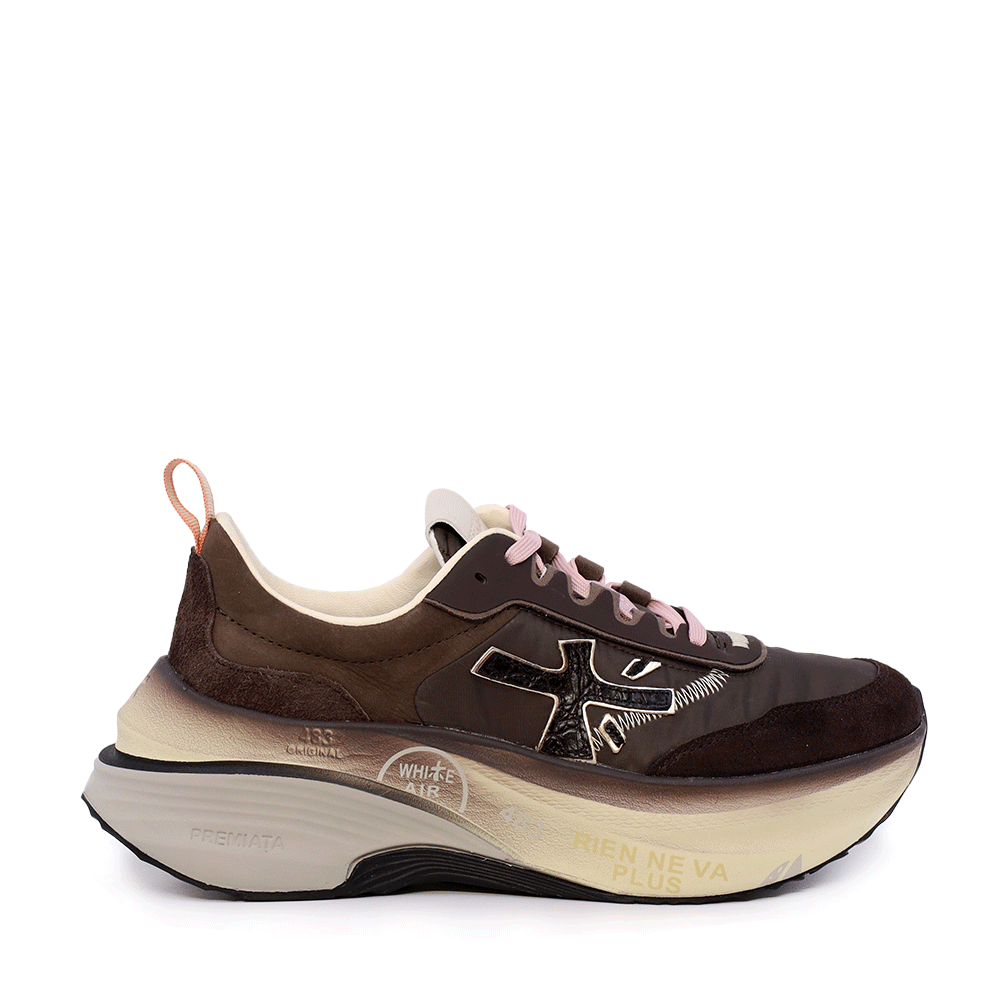 Sneakers femei Premiata Hill animal maro din piele și textil 1692dp7896m