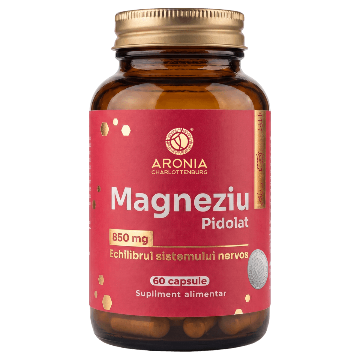 Magneziu Pidolat 850 mg — 60 capsule pentru echilibrul sistemului nervos, reducerea oboselii și mai multă energie
