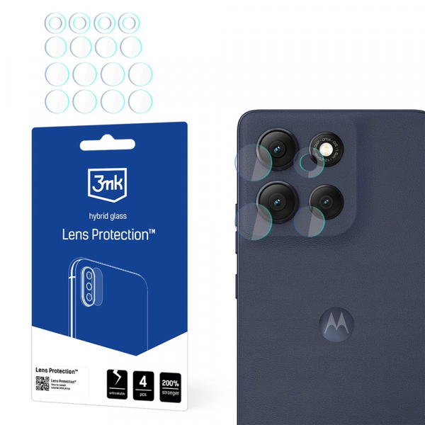 Folie de protectie Camera Spate 3MK Protection pentru Motorola Moto G86 Power / G86, Sticla Flexibila, Set 4 bucati, Transparenta