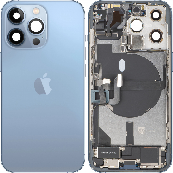 Capac Baterie Apple iPhone 13 Pro, Cu Carcasa Mijloc, Full Parts, Albastru (Sierra Blue), Swap Premium