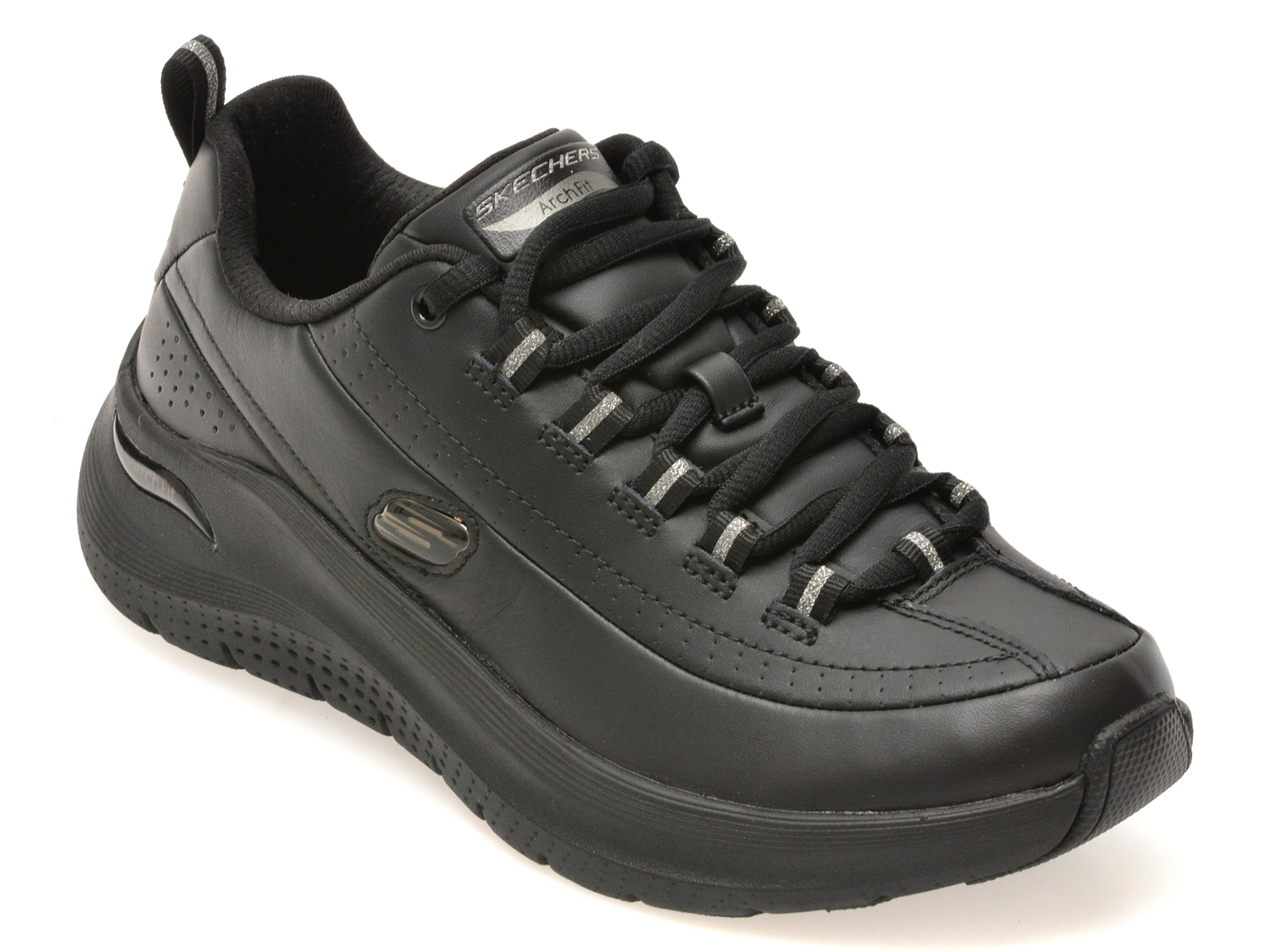 Pantofi sport SKECHERS negri, ARCH FIT 2.0, din piele ecologica