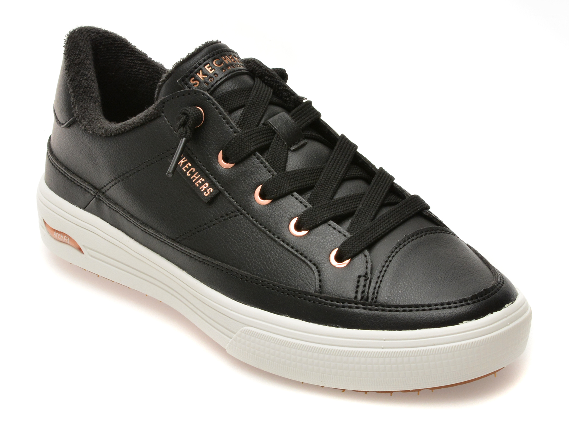 Pantofi sport SKECHERS negri, ARCH FIT ARCADE, din piele ecologica