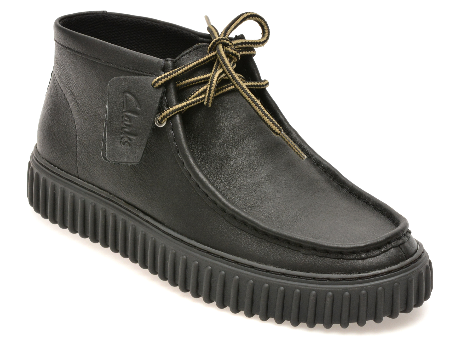 Ghete CLARKS negre, TORHILL HI, din piele naturala