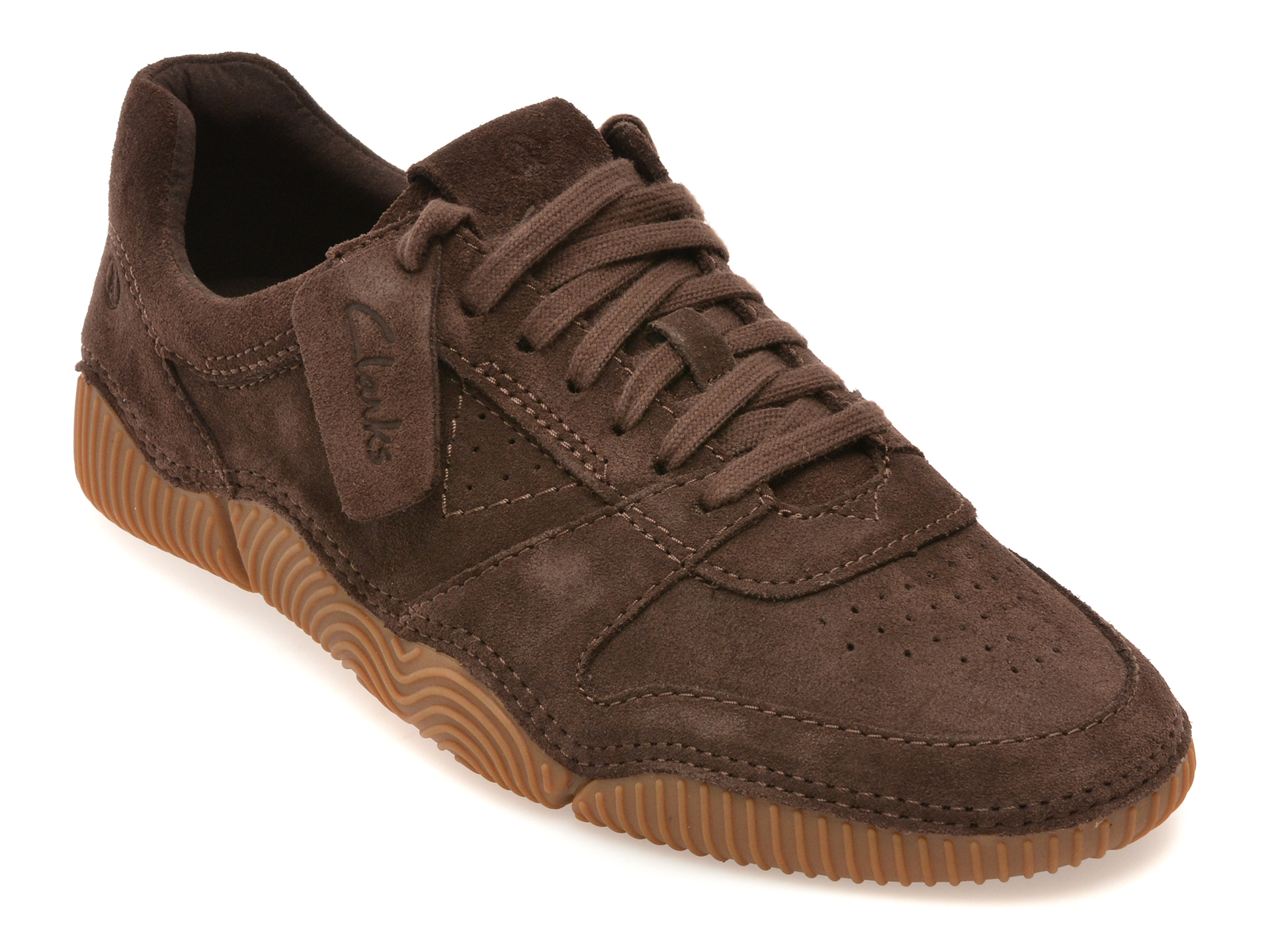 Pantofi sport CLARKS maro, SHARPHAM LACE, din piele intoarsa