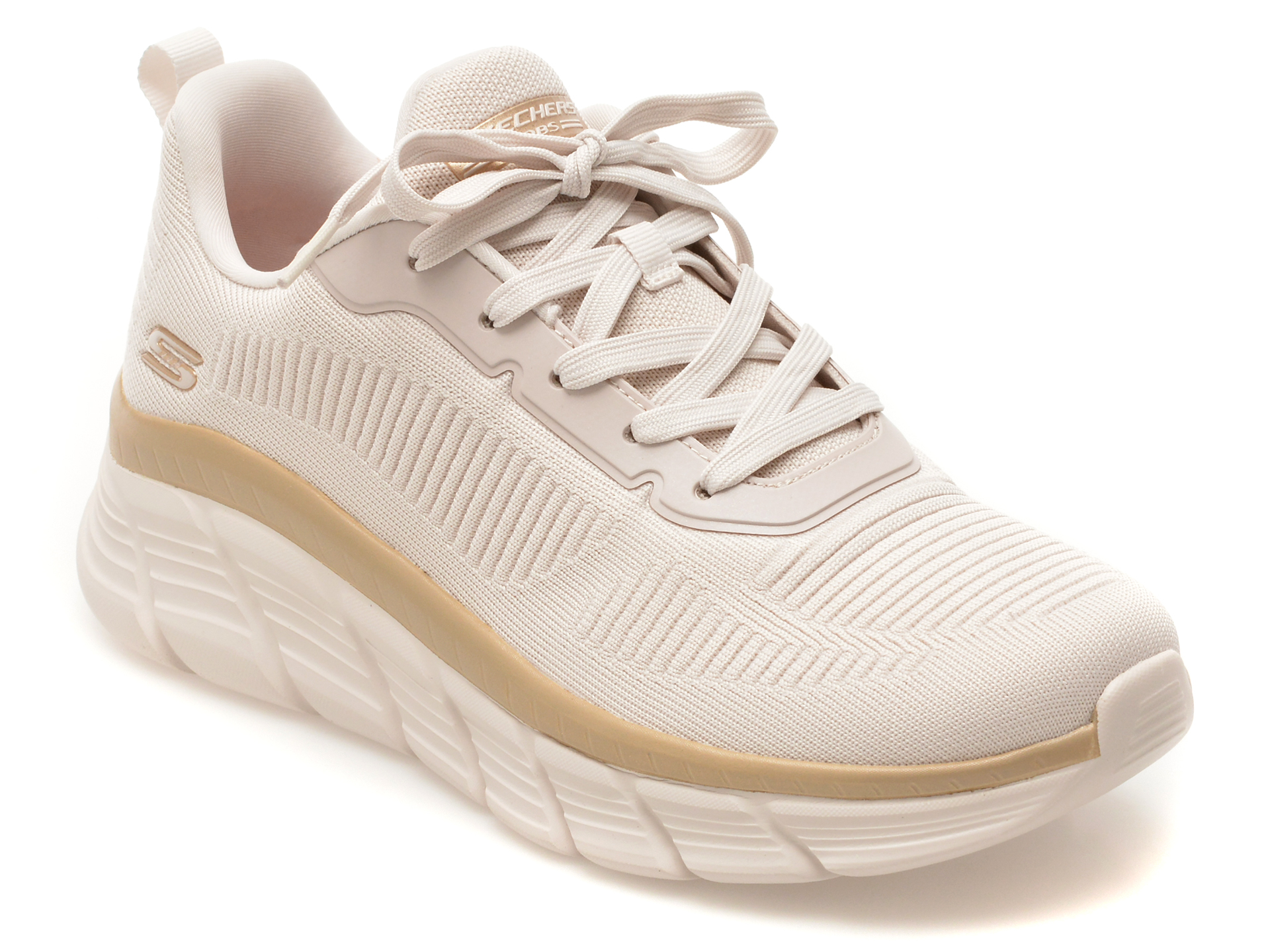 Pantofi sport SKECHERS albi, BOBS B FLEX HI, din material textil
