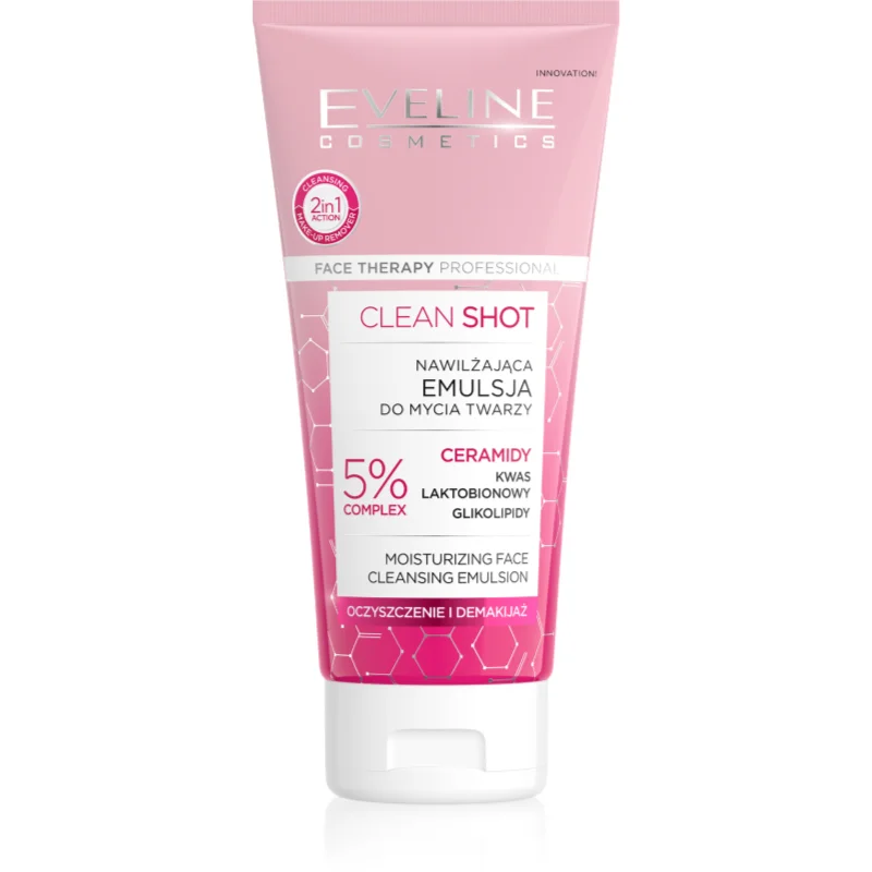 Eveline Cosmetics Clean Shot 5% Ceramidy Complex Lotiune pentru curatare intens hidratanta 150 ml