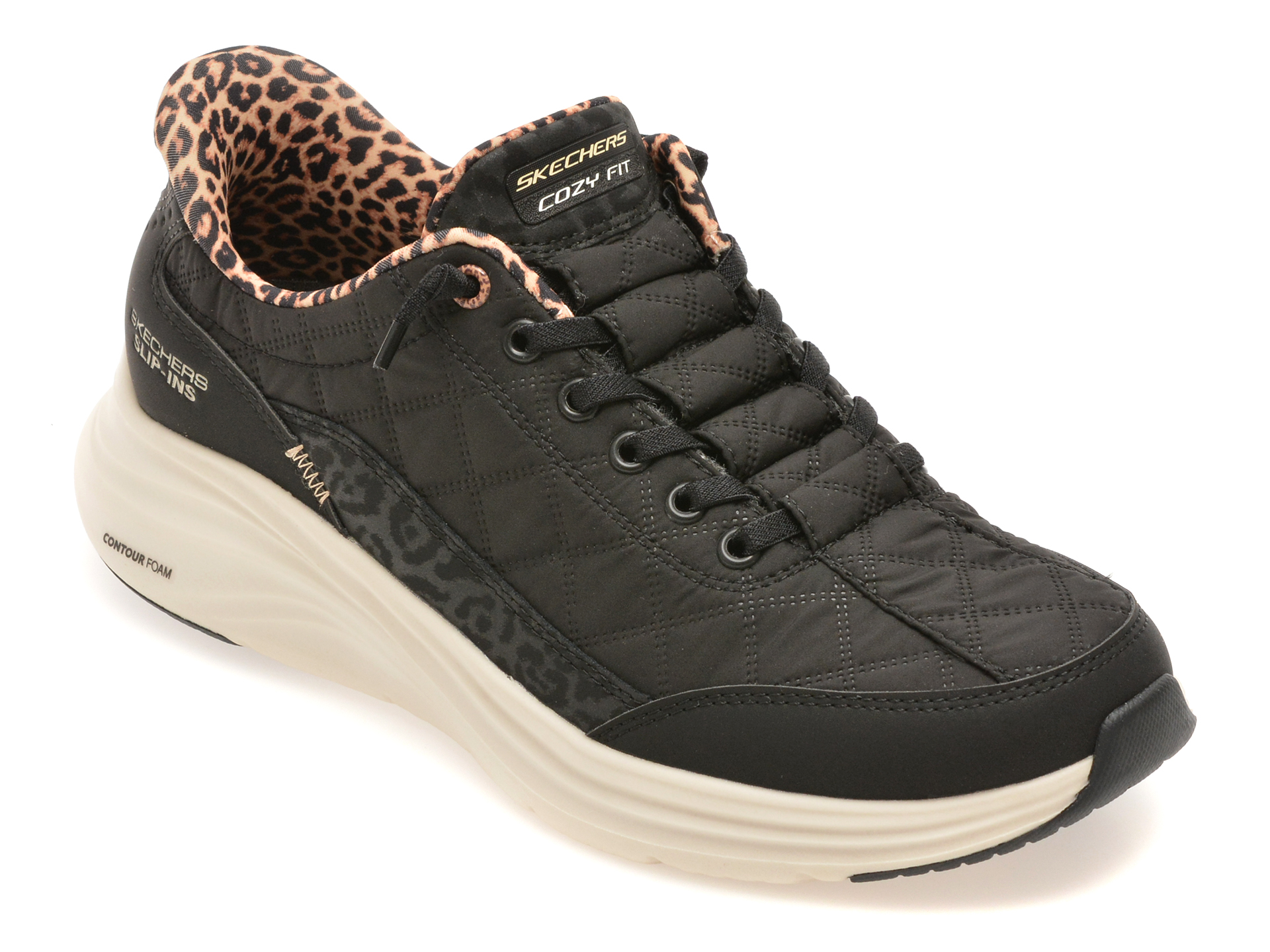 Pantofi sport SKECHERS negri, CONTOUR FOAM, din material textil