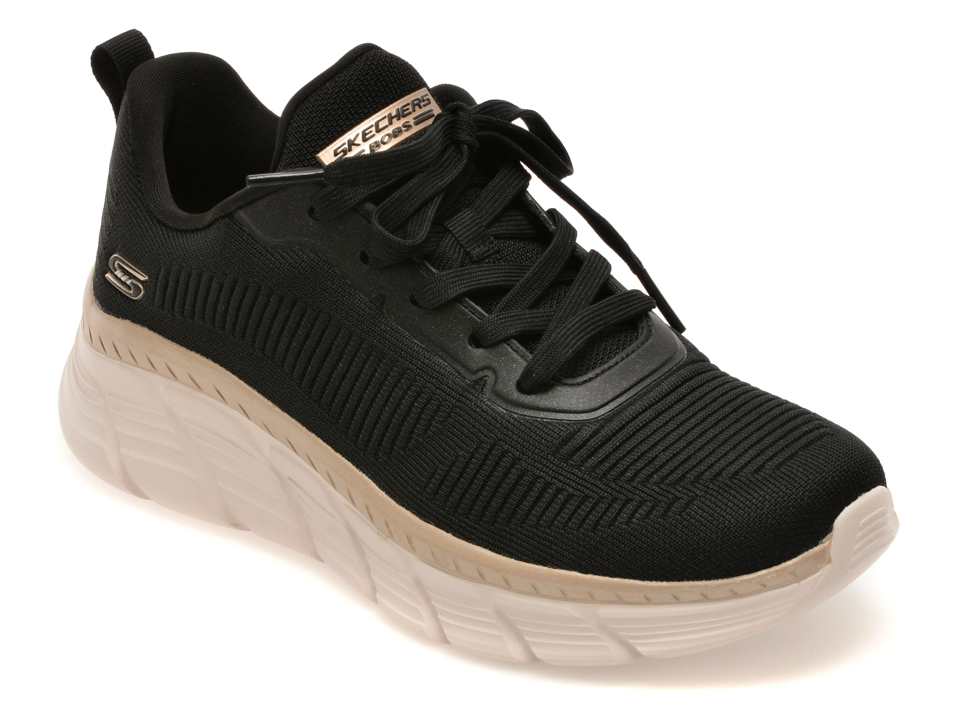 Pantofi sport SKECHERS negri, BOBS B FLEX HI, din material textil