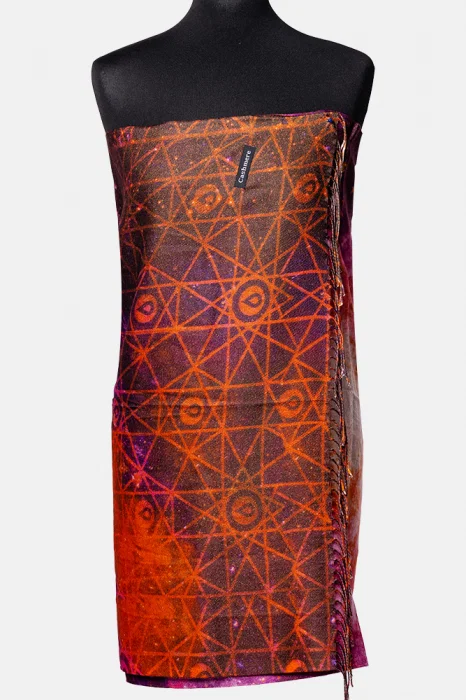 Esarfa cashmere cu fir din lurex, nuante de corai Galaxy
