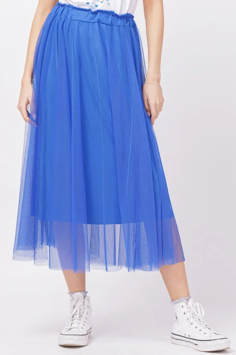 Fusta din tulle lunga, albastra