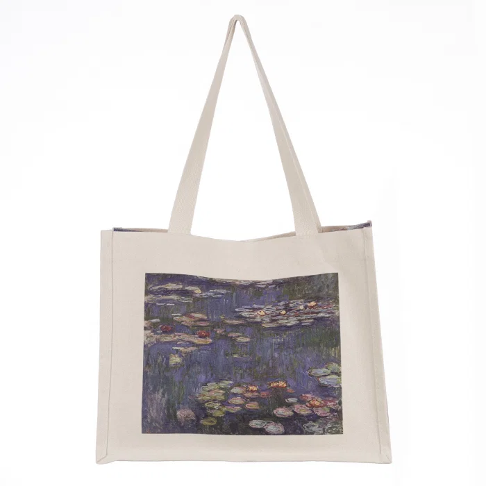 Geanta de umar din material textil cu imprimeu Nuferii lui Claude Monet