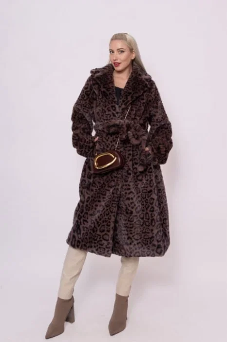 Haina midi din blanita artificiala animal print