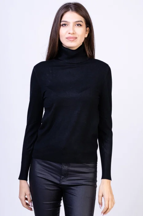 Helanca pulover cu guler inalt, neagra