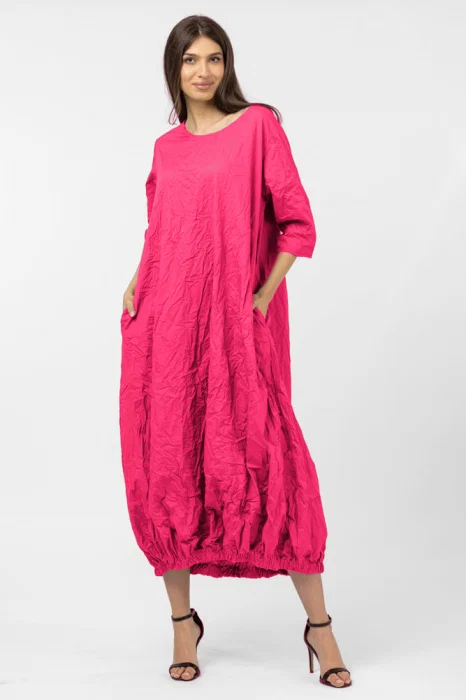 Rochie lunga gogosar din vascoza sifonata, fucsia