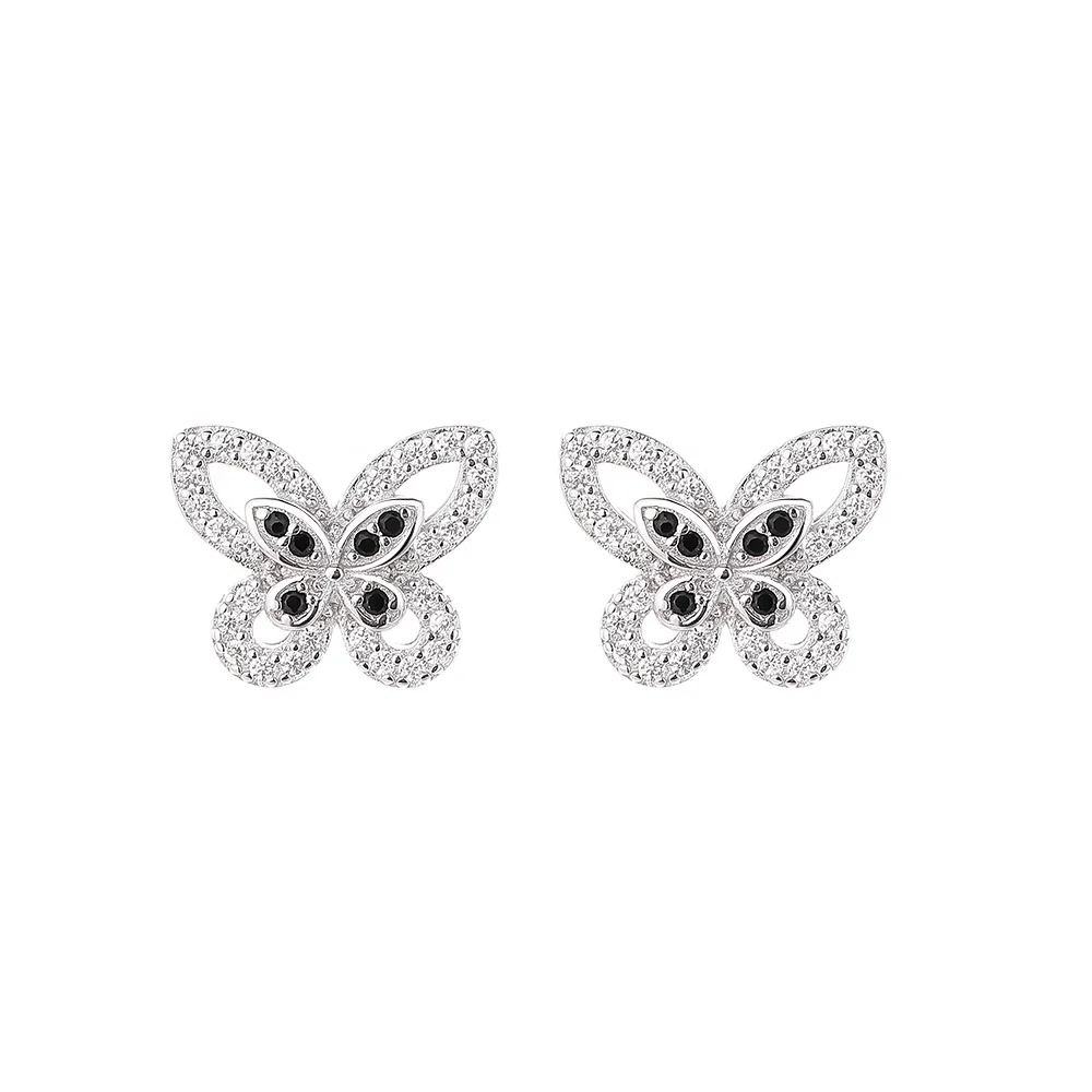 Cercei argint 925, JW1585, model fluture, placati cu rodiu