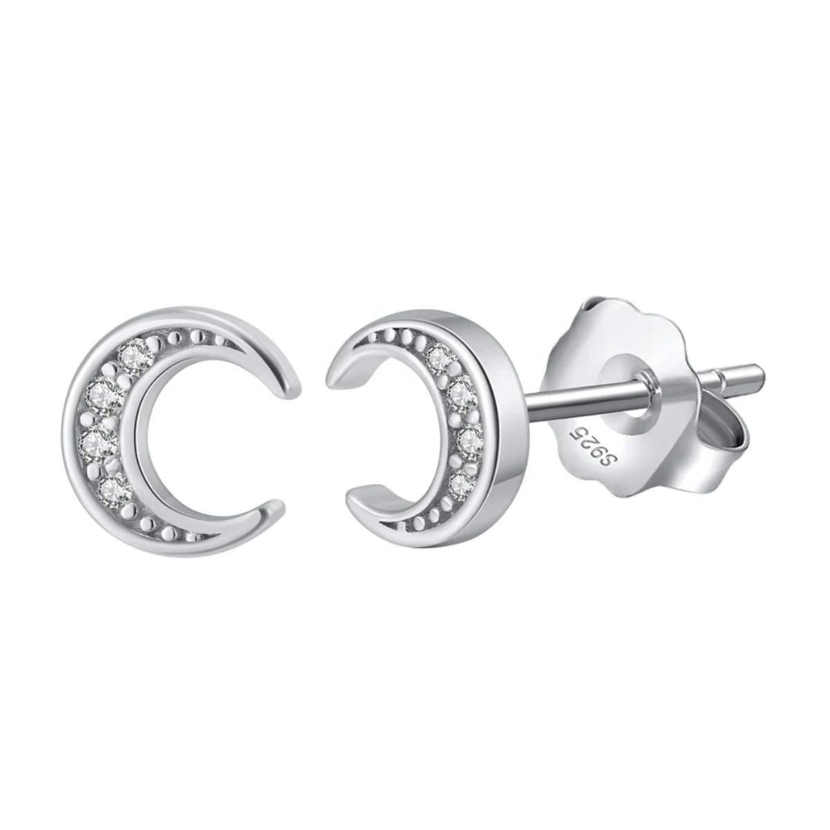 Cercei argint 925, JW1778, model semiluna, placati cu rodiu