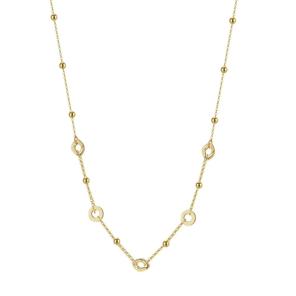 Lantisor argint 925, JW1740, model geometric, placat cu aur