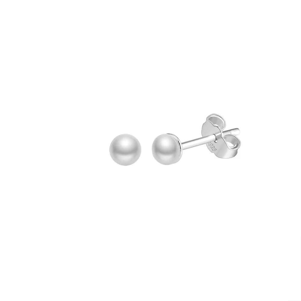 Cercei argint 925, JW1709, model perla 2.5 mm, placati cu rodiu