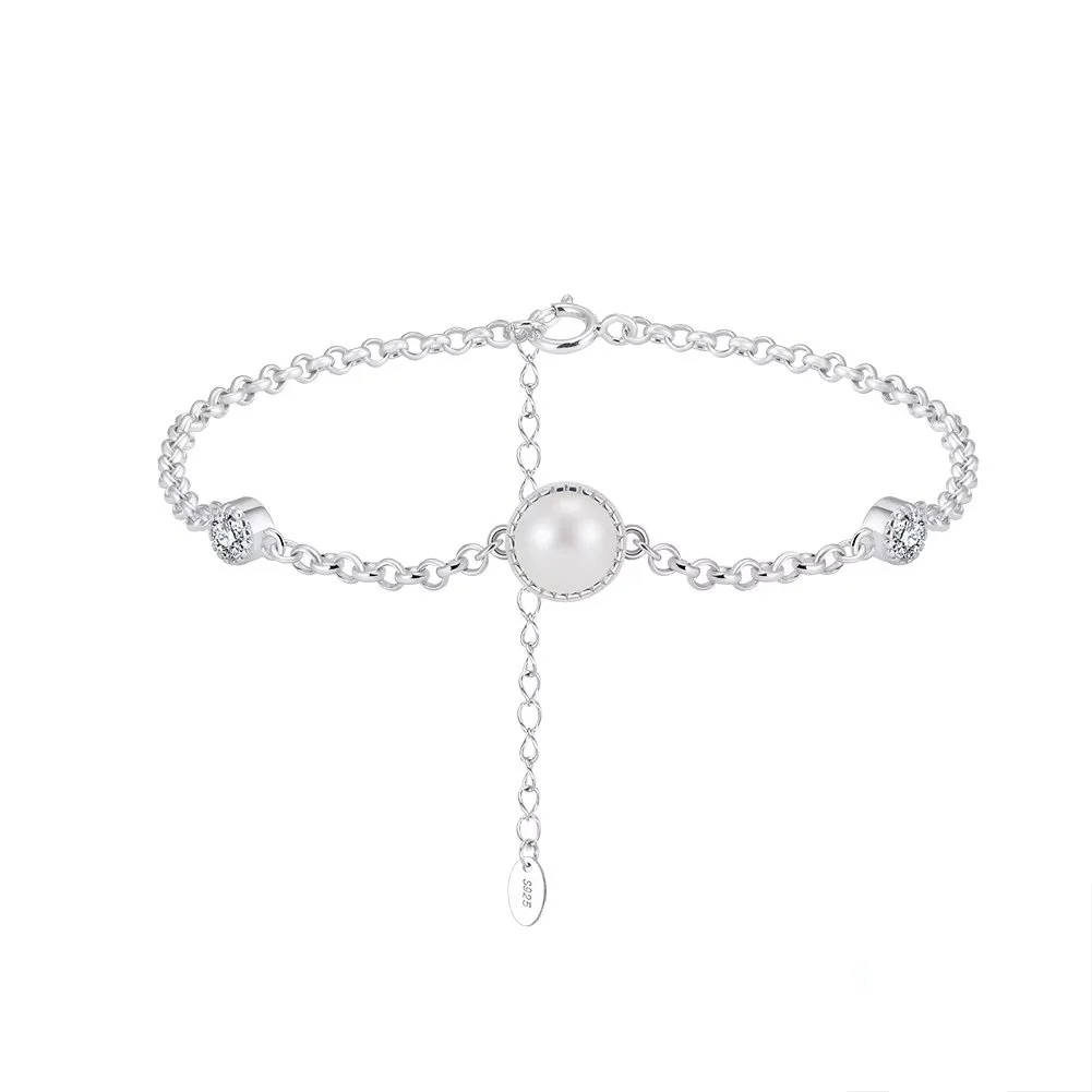 Bratara din argint 925 pentru dama, JW1701, model elegant cu perla, placata cu rodiu