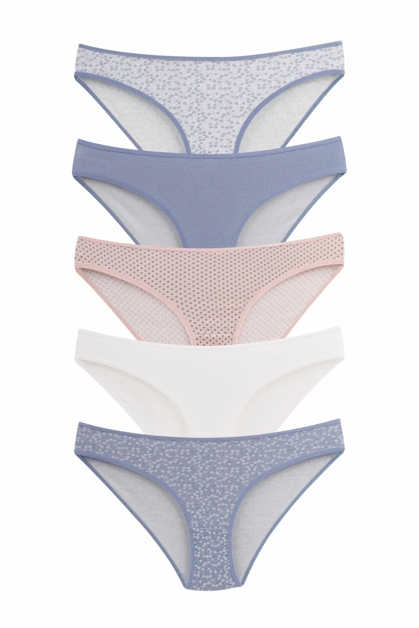 Set 5 perechi de chiloti din bumbac, pentru dama, 33000, Multicolor