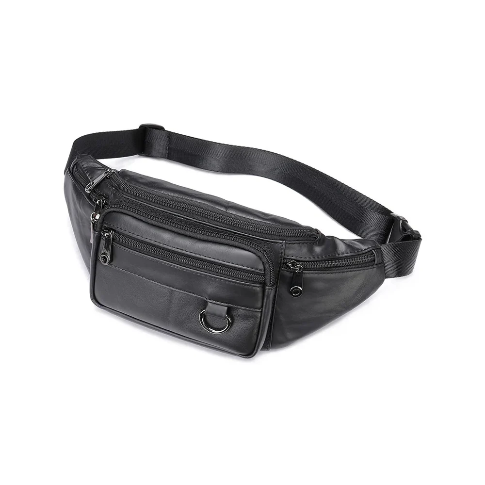 Borseta pentru barbati, Iseron GT3800, piele naturala, model negru