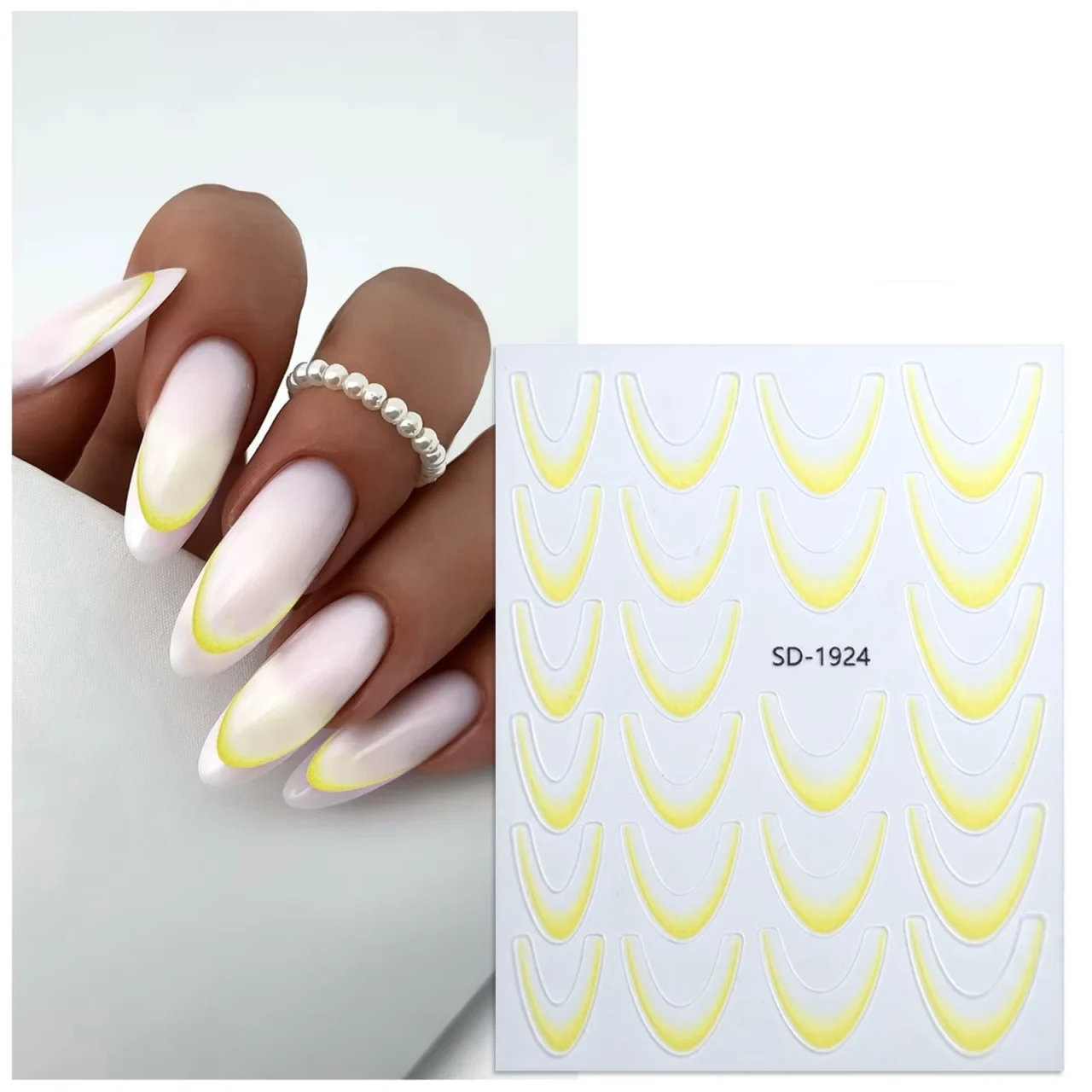 Abtibilduri unghii french Marquise, STICKER65, Galben