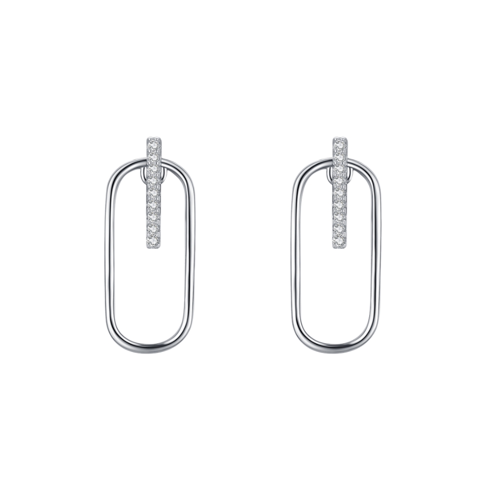 Cercei argint 925, JW1832, model geometric, placati cu rodiu