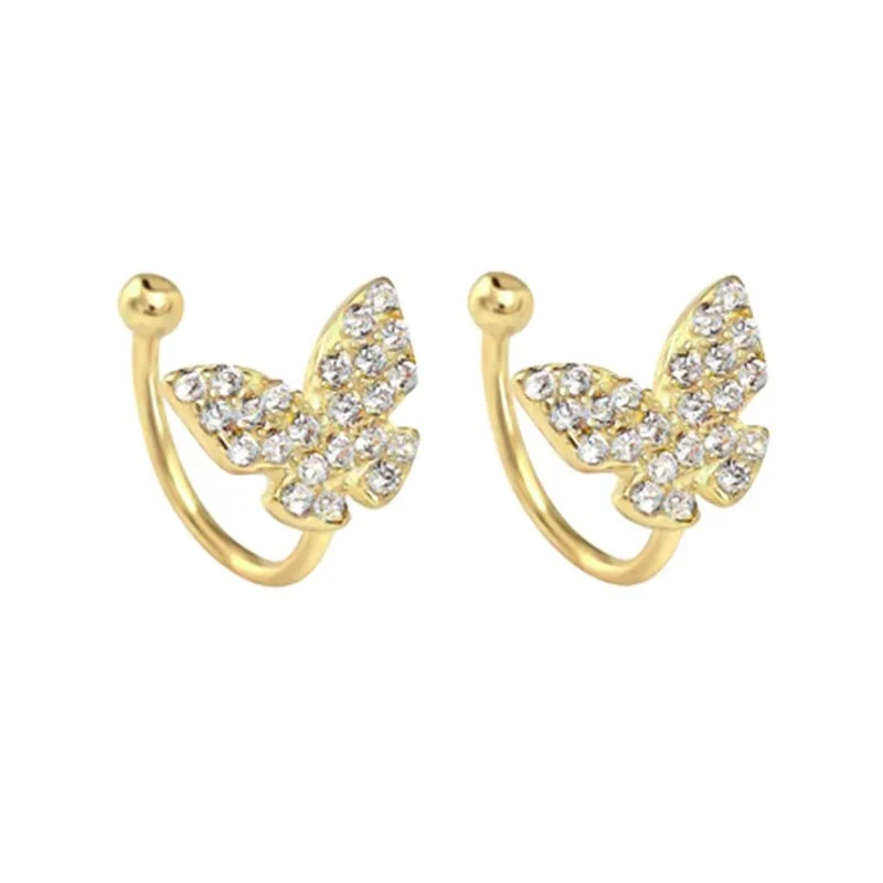 Cercei ear cuffs argint 925, JW1679, model fluture, placat cu aur