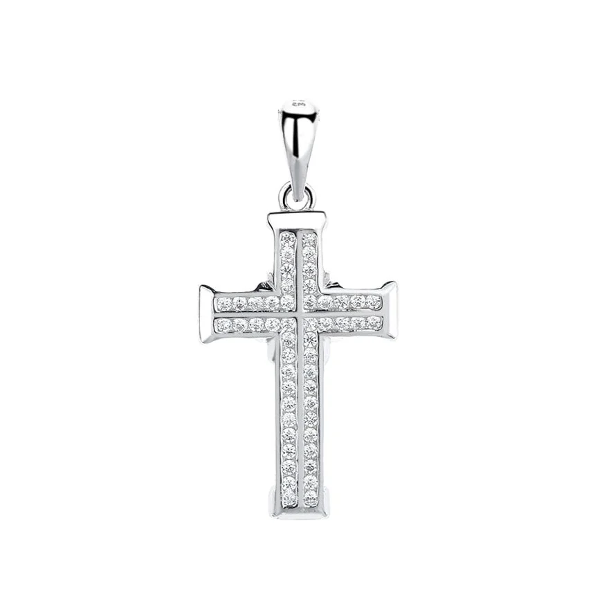 Pandantiv argint 925, JW1275, model cruce, placat cu rodiu