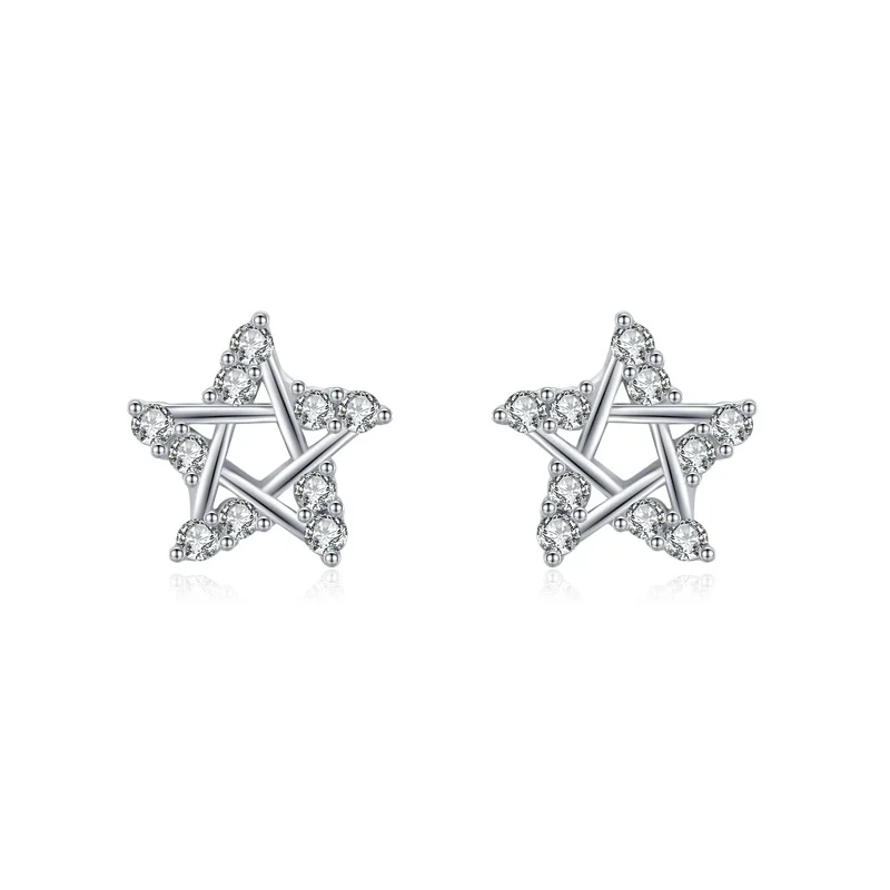 Cercei argint 925, JW1829, model stelute, placati cu rodiu