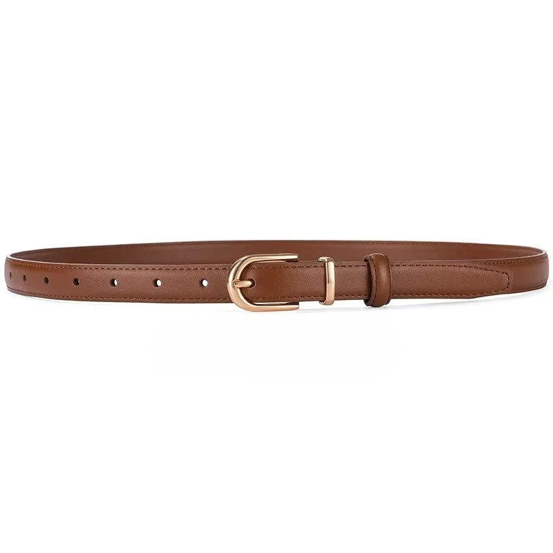 Curea dama C-187, piele naturala, Maro