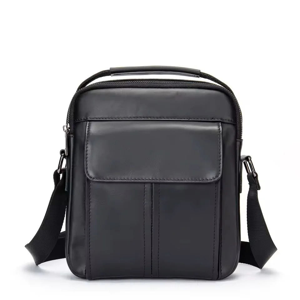 Geanta de umar pentru barbati Khaiel GT3904, piele naturala, neagra