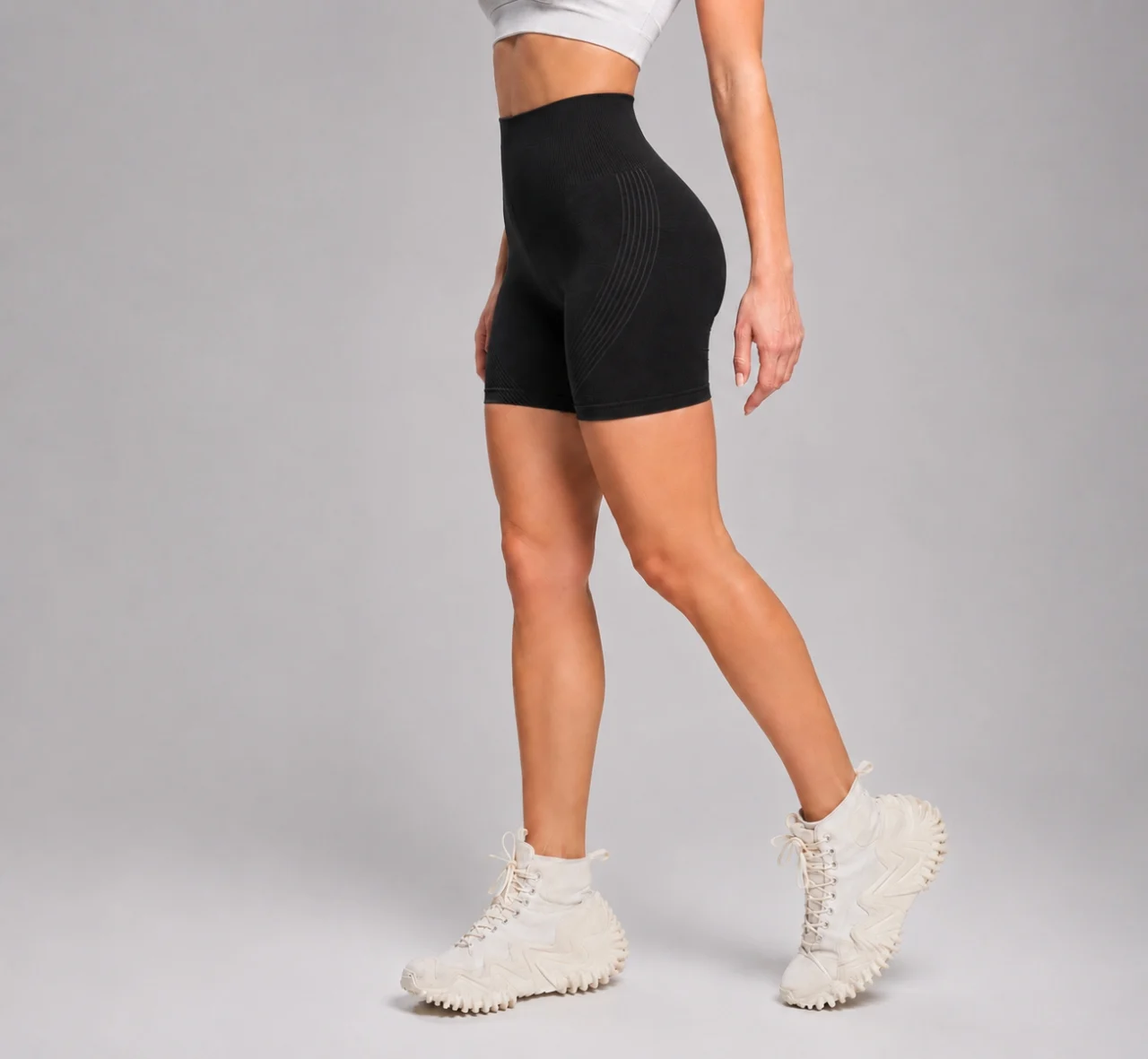 Pantaloni Scurți Sport Seamless Push-Up, LGS17, negru