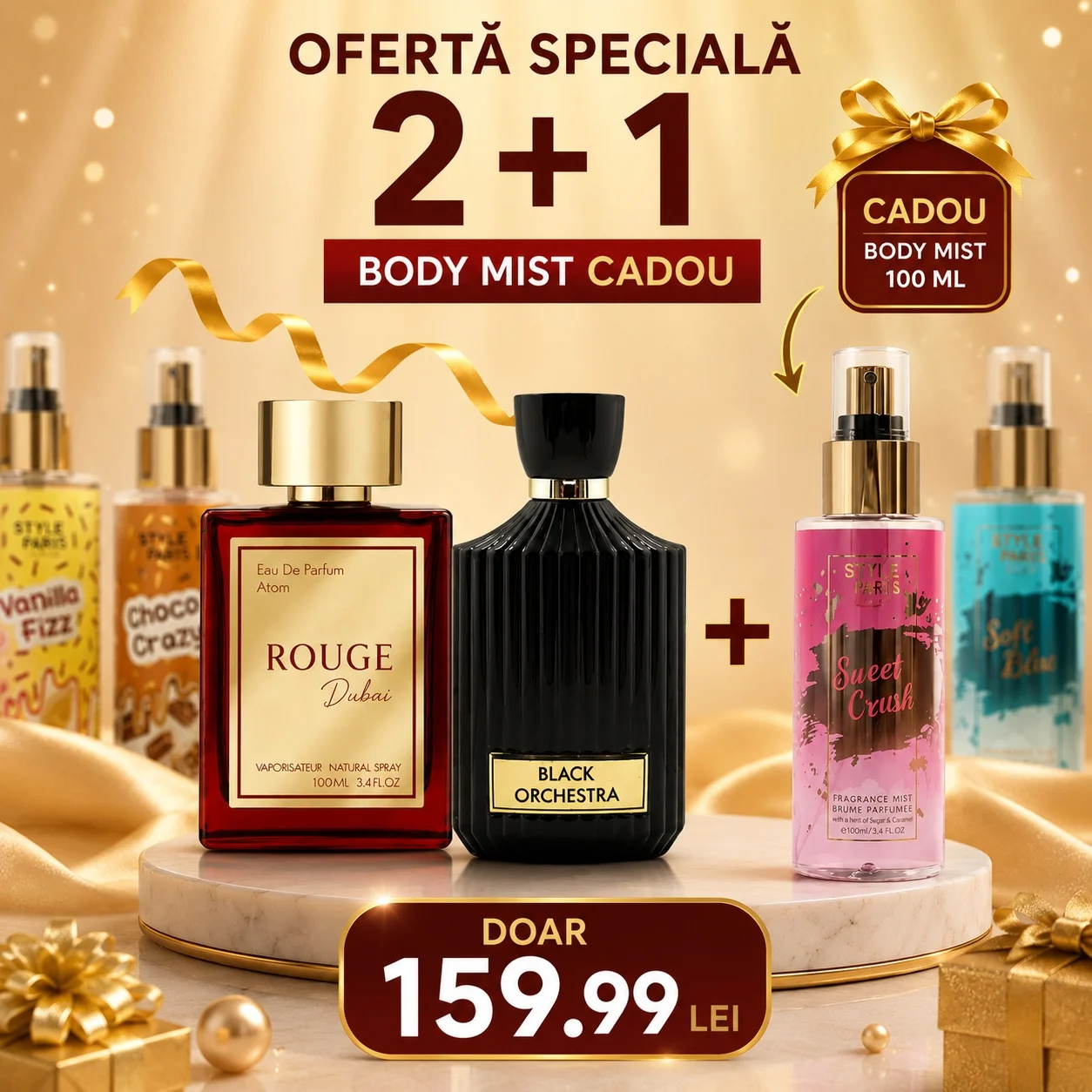 Rouge Dubai + Black Orchestra + body mist 100ml gratuit