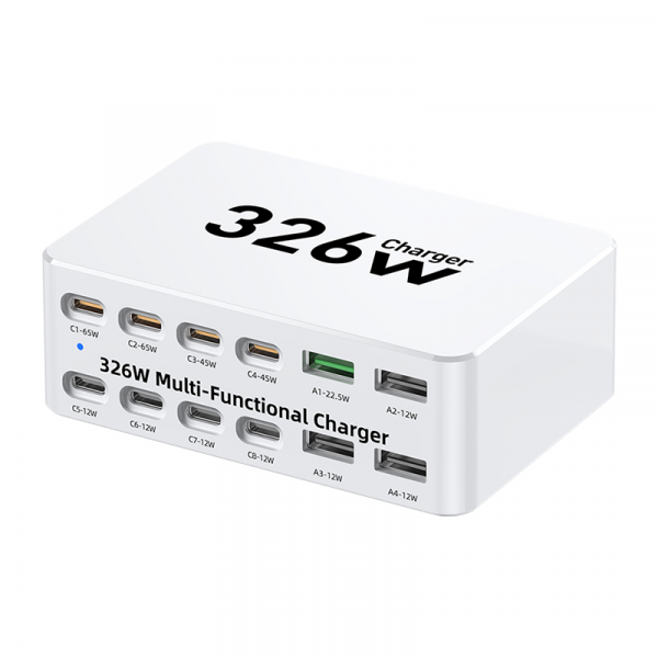 Incarcator Statie OEM WLX-818E, 326W, 3.25A, 4 x USB-A - 8 x USB-C, Alb