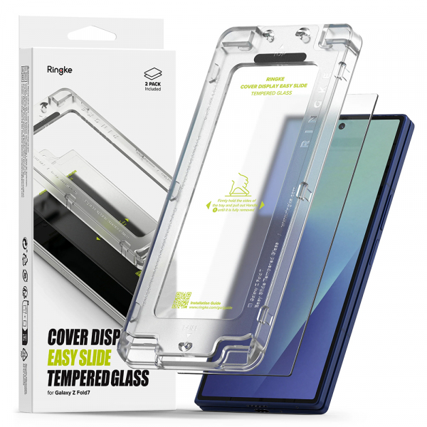 Folie de protectie Ecran Exterior Ringke Easy Slide pentru Samsung Galaxy Z Fold7 F966, Sticla Securizata, Full Glue, Set 2 bucati