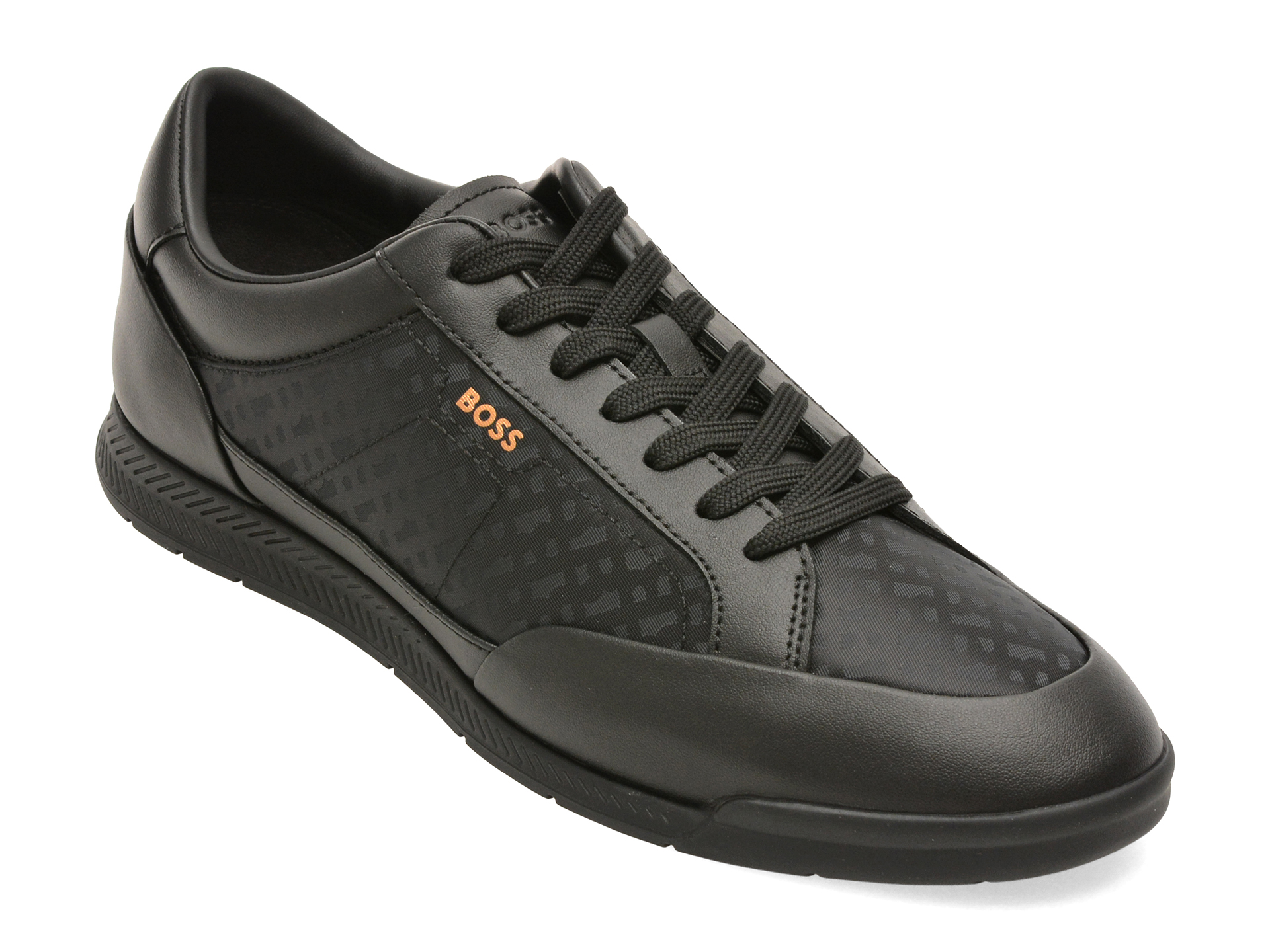 Pantofi sport BOSS negri, 8501, din material testil si piele naturala