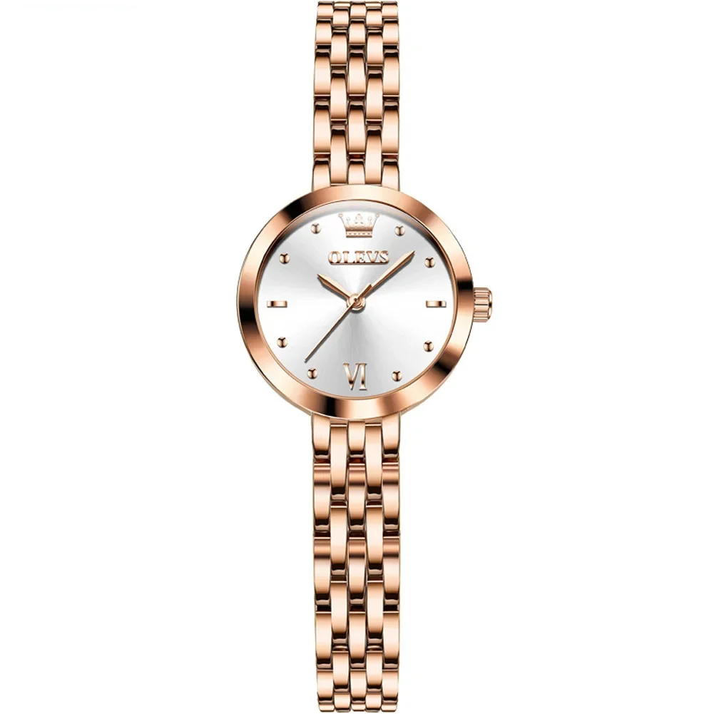 Ceas de dama Olevs CS1558, otel inoxidabil, rose gold, cadran alb