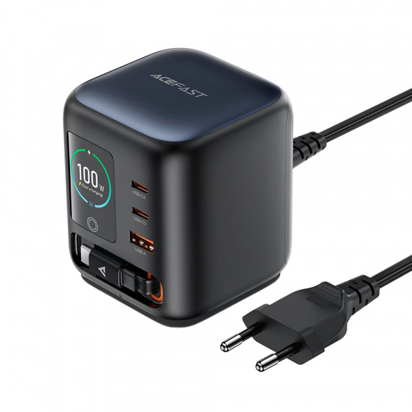 Incarcator Statie Cu Cablu USB-C Acefast Z10, 100W, 1 x USB-A - 2 x USB-C, Negru