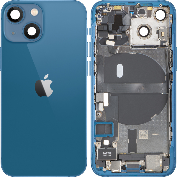 Capac Baterie Apple iPhone 13 mini, Cu Carcasa Mijloc, Full Parts, Albastru, Swap Premium
