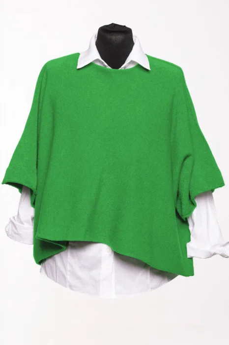 Pulover versatil cu maneca fluture din vascoza, verde