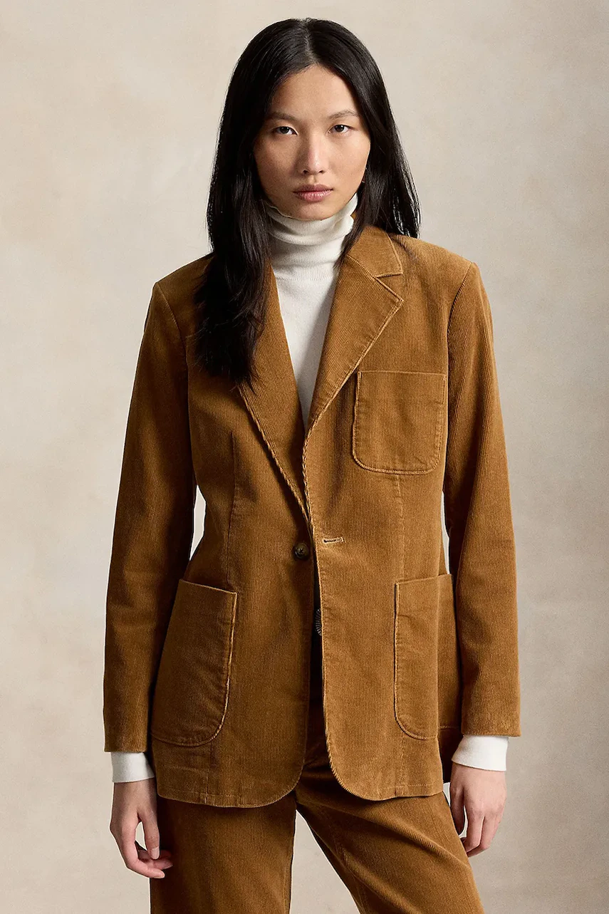 Polo Ralph Lauren  sacou cu un singur rând de nasturi pentru femei cu bumbac