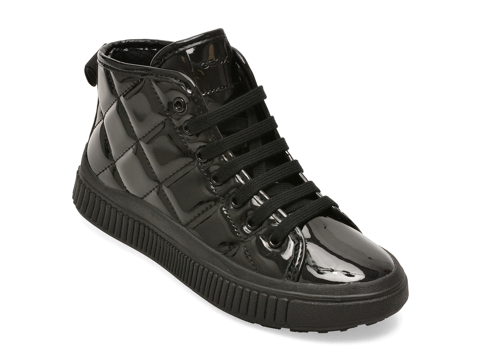 Ghete GEOX negre, J56M3F, din piele ecologica lacuita